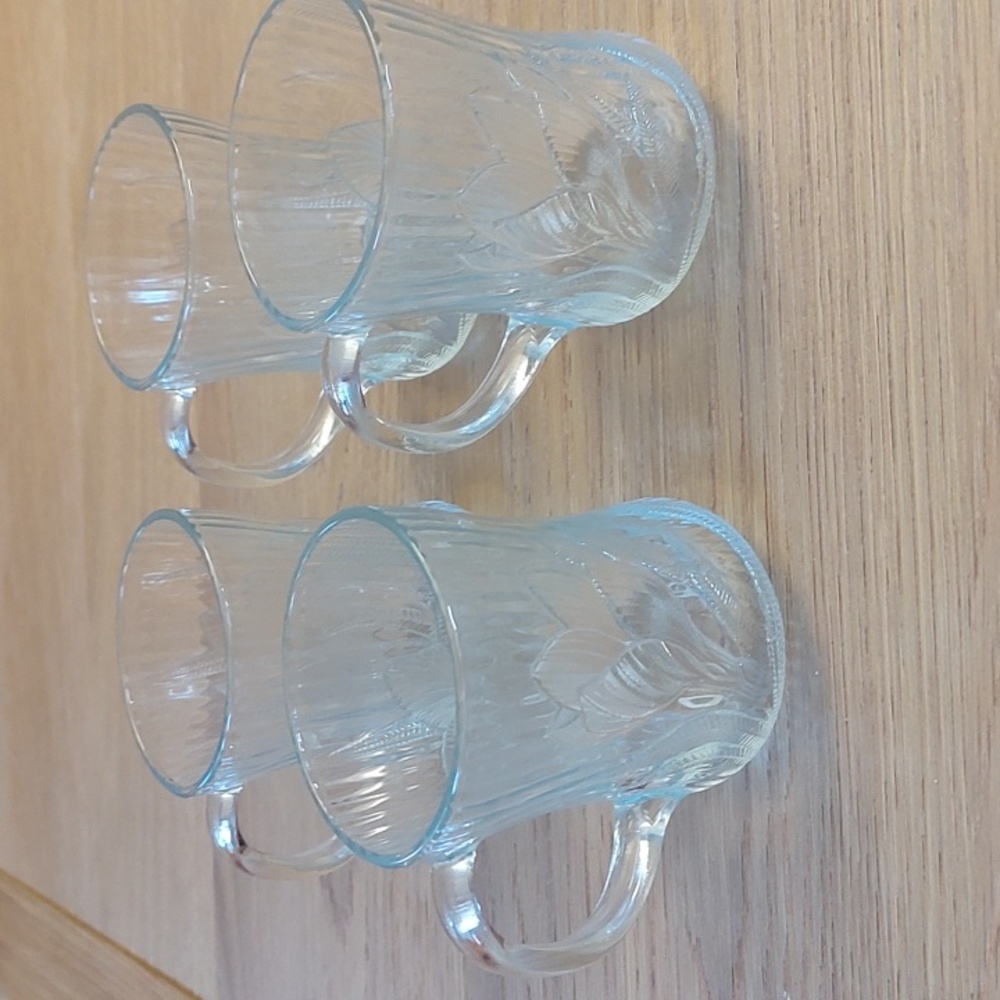 Arcoroc Canterbury Crocus Clear Glass Mugs Set Of 4 10oz EUC - Picture 5 of 14